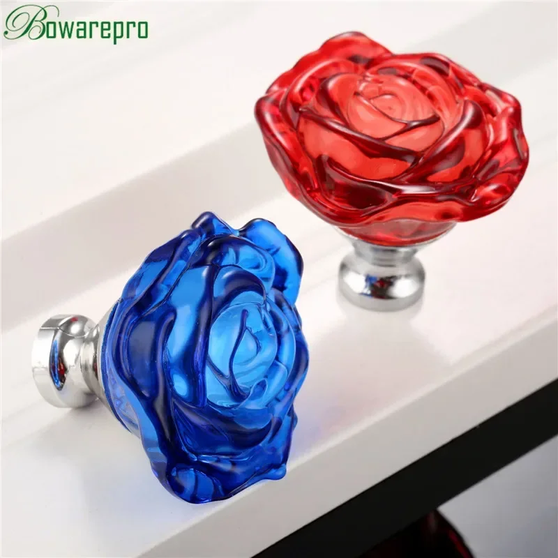 Furniture Hardware Factory - Bowarepro 50 มม.คริสตัลRoseแก้วจับตู้ลิ้นชักดึงตู้เสื้อผ้าครัวเฟอร์นิเจอร์ฮาร์ดแวร์Knobs Handles