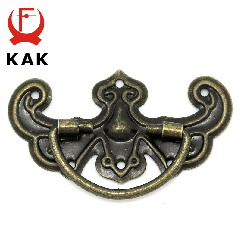Furniture Hardware Photos - KAK 10pcs คลาสสิก Bronze TONE รูปแบบลิ้นชักตู้โต๊ะประตูเครื่องประดับกล่องดึงลูกบิดมือจับสองขนาดเฟอร์นิเจอร์ฮาร์ดแวร์
