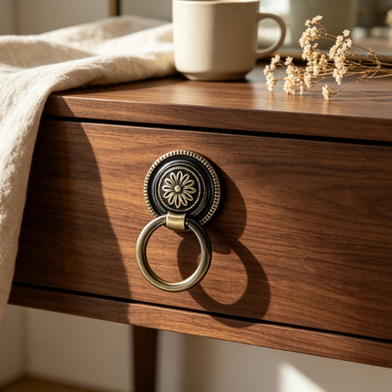 Furniture Hardware Drop Pulls - แพ็ค 6 Antique Bronze Drop ดึงลิ้นชักฮาร์ดแวร์ชุดนูนแผ่นหลัง,