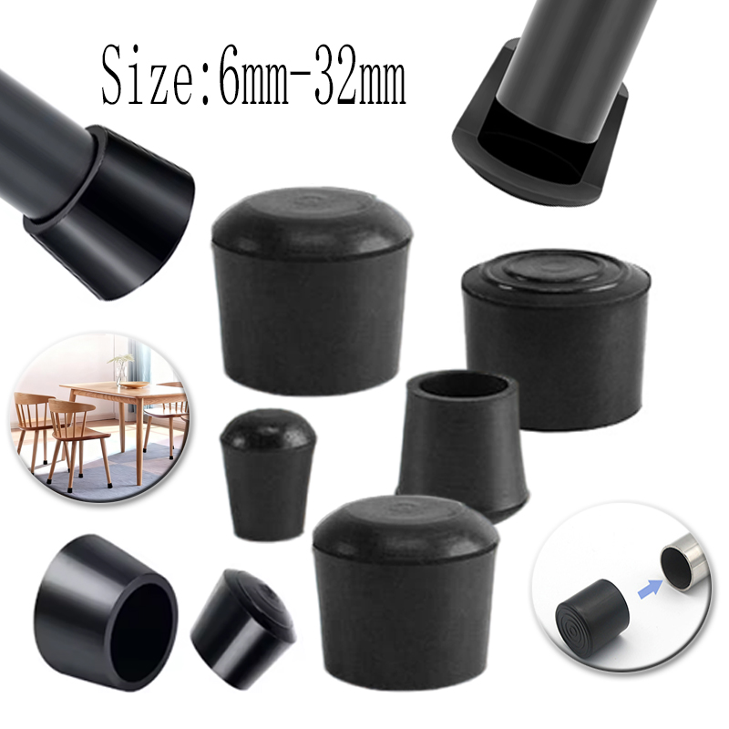 Furniture Hardware Legs - แผ่นรองขาเก้าอี้ยางกลม 6/7.5/9/10/12-32 มม. ปลอกขาเฟอร์นิเจอร์ ปลั๊กปิดปลายขาโต๊ะ PVC