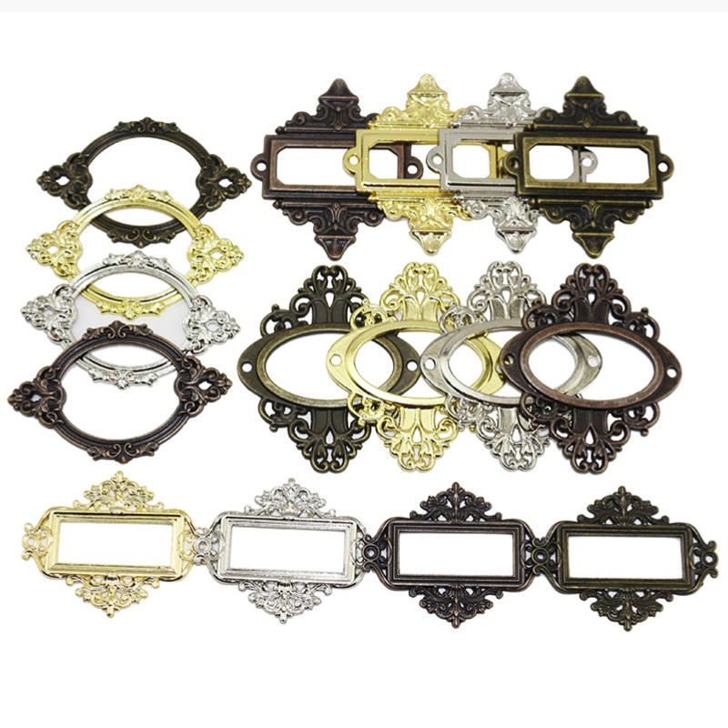 Furniture Hardware Photos - 3Pcs โบราณแกะสลักอุปกรณ์เสริมยาป้ายลิ้นชักดึงกรอบการ์ดชื่อแฟ้มผู้ถือ Notepad Photo อัลบั้ม Diy