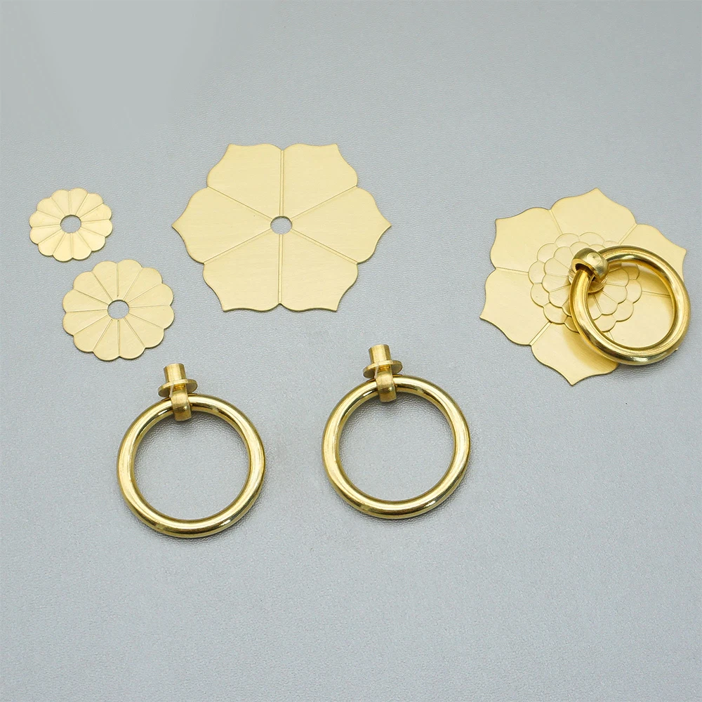 มือจับตู้ทองเหลืองลายดอกไม้ ห่ - Furniture Hardware Drop Pulls บทวิจารณ์และราคา