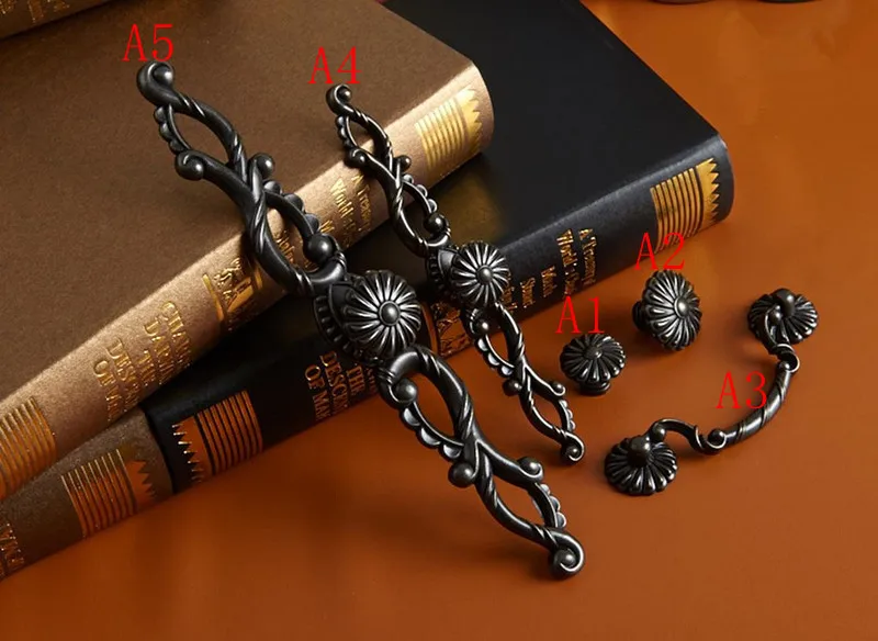 มือจับตู้แบบย้อนยุค 2 ชิ้น สีด - Furniture Hardware Drop Pulls บทวิจารณ์และราคา